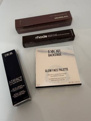 Подарочный набор косметики Dior и Rhode с палеткой Glow, бальзамом Lip Glow Butter и кистью Hourglass